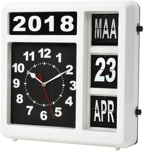 Wandklok Perel Flipover 31cm zwart/wit-2