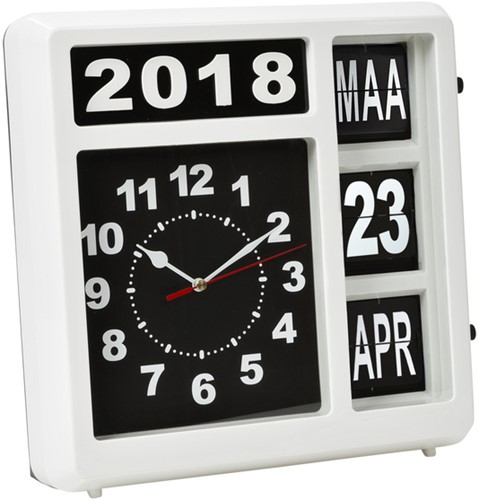 Wandklok Perel Flipover 31cm zwart/wit-3