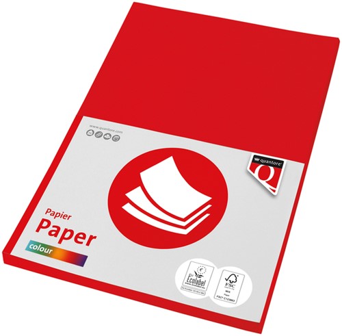 Kopieerpapier Quantore Colour A4 80gr felrood 100 vel