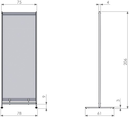 Vloerscheidingspaneel Nobo vrijstaand doorzichtig PVC 780x2060mm-3