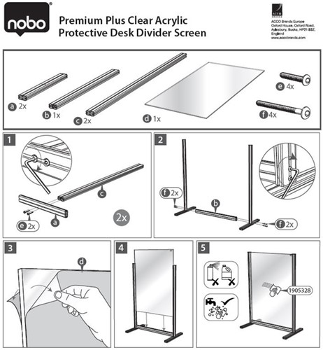 Bureauscherm Nobo modulair transparant acryl 100x120cm-2
