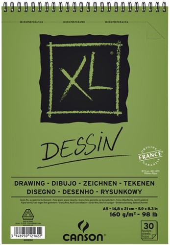 Tekenblok Canson XL dessin A5 30 vel 160gr spiraal