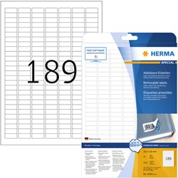 Etiket HERMA 10001 A4 25.4x10mm verwijderbaar wit