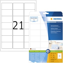 Etiket HERMA 5029 A4 63.5x38.1mm premium 525stuks wit