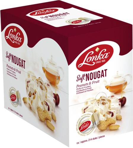 Nougat Lonka pinda vrucht doos 214 stuks