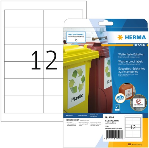 Etiket HERMA 4595 97x42.3mm folie wit