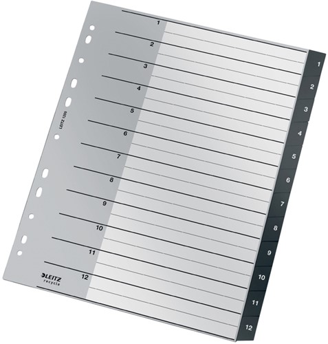 Tabblad Leitz Recycle A4 11-gaats 1-12 extra breed PP-2