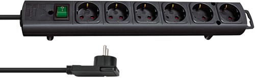 Stekkerdoos Brennenstuhl Comfort Plus 6 voudig inclusief platte stekker 2 meter zwart