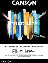 Tekenblok Canson Graduate Mixed Media black paper A4 20vel 240gr