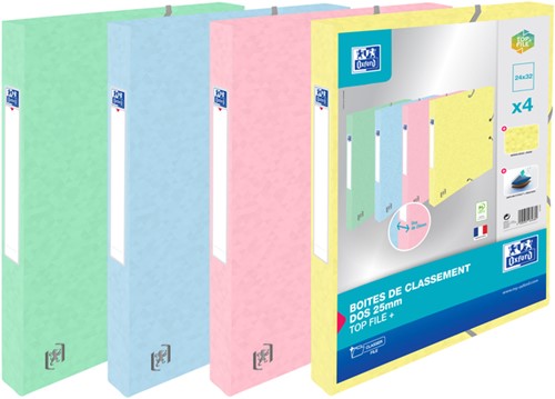 Elastobox Oxford Top File+ A4 25mm pastel assorti 4 stuks