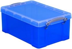 Opbergbox Really Useful 9 liter 395x210x140 mm transparant blauw