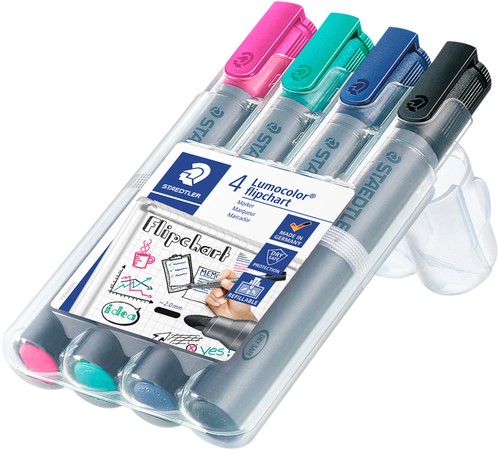 Viltstift Staedtler 356 voor flipover rond 2mm set à 4 stuks assorti-2
