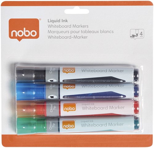 Whiteboardmarker Nobo Liquid ink schuin assorti 4mm 4st-2