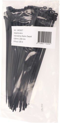 Inbindstrips IEZZY nylon 4.8x200mm D 49.5mm zwart 100 stuks-2