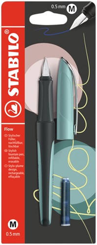 Vulpen STABILO Flow medium pastel turquoise blister à 1 stuk