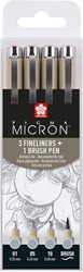 Fineliner Sakura Pigma Micron lichtgrijs set 4 maten
