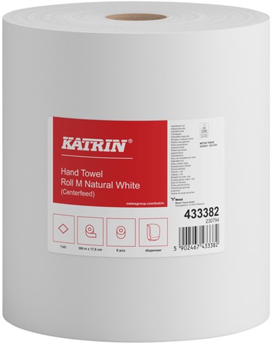 Handdoekrol Katrin medium 1-laags 300m wit 433382