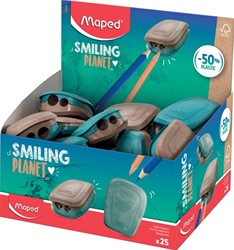 Puntenslijper Maped Smiling Planet 2-gaats display à 25 stuks