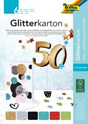 Glitterkarton Folia 174x245mm 6 vel basis assorti