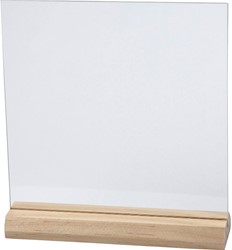 Glasplaat Creativ Company 15.5cmx15.5cm met houten voet 10 stuks