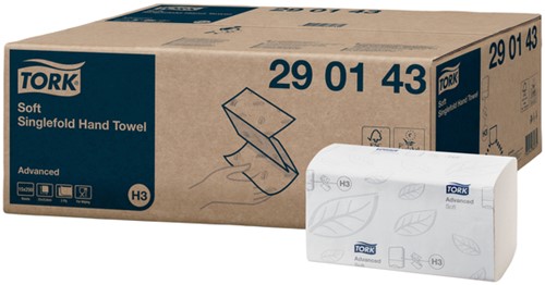 Handdoek Tork H3 Advanced singlefold 2-laags 226x230mm 15x250 vel wit 290143