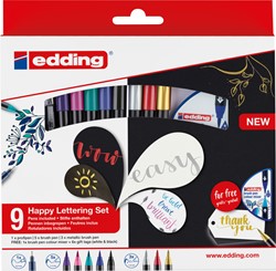 Brushpen edding 1340 Happy L ettering assorti set à 9 stuks