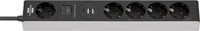 Stekkerdoos Brennenstuhl 5 voudig 1+2 USB C Power Delivery 1.5 meter grijs/zwart