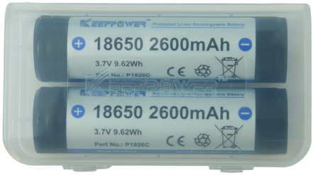 Accu 18650-26H, PCB beschermd, 2600mAh, 3,7V-2