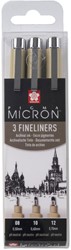 Fineliner Sakura Pigma Micron set à 3 schrijfbreedtes zwart