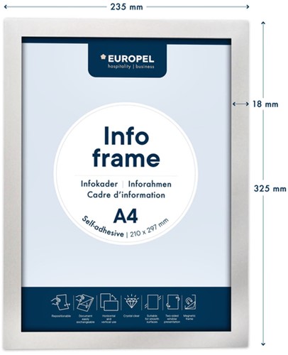 Infokader Europel zelfklevend A4 zilver-3