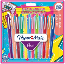 Fineliner Paper Mate Flair retro medium assorti blister à 12 stuks