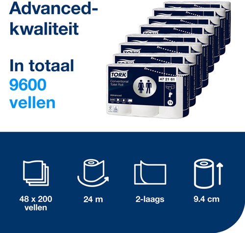 Toiletpapier Tork T4 Advanced 2-laags 200 vel wit 472161-2