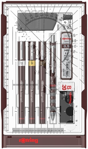 Tekenset rOtring Isograph college 0.25mm, 0.35mm en 0.5mm set à 3 stuks