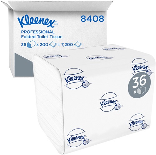 Toiletpapier Kleenex gevouwen 2-laags 110x186mm wit 8408