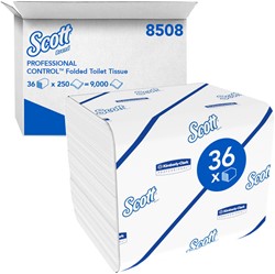 Toiletpapier Scott gevouwen tissue 2-laags 36x250stuks wit 8508