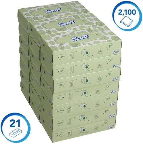Facial tissues Scott 2-laags 100 vel wit 8837-2