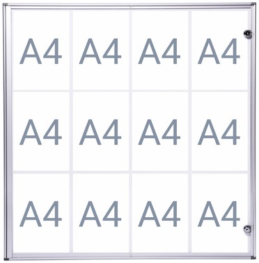 Binnenvitrine wand MAULextraslim whiteboard 12xA4 met slot