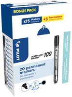 Viltstift PILOT 100 rond fijn zwart doos à 15+5 gratis