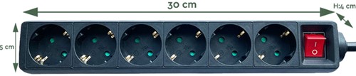 Stekkerdoos BRASQ 6 voudig 3 meter zwart-2