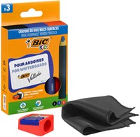 Whiteboardpotlood BicKids Multi Surface inclusief puntenslijper en doekje assorti pak à 3 stuks-3