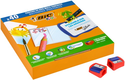 Kleurpotloden Bickids Multi Surface Class incl 2 puntenslijpers assorti 10 kleuren pak à 40 stuks-3
