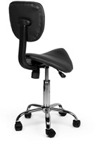 Zadelkruk Office rugleuning laag harde wielen zw-1