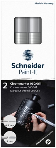 Viltstift  Schneider Paint-it 060 - 061 2.0mm en 0.8mm metallic chrome set à 2 stuks-2