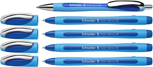 Balpen Schneider Slider Memo XB  blauw set à 4 stuks + 1 gratis Slider balpen-2