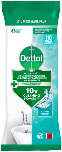 Reinigingsdoekjes Dettol antibacterieël Ocean 110 stuks