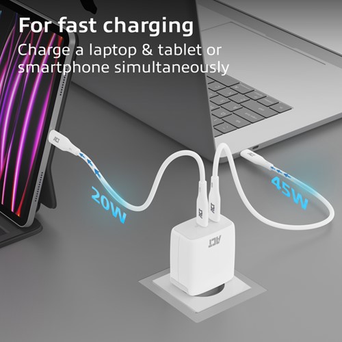 Oplader ACT 65w 2-poorts usb c wit-3