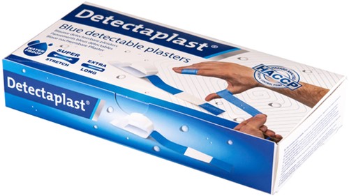 Waterafstotende blauwe pleister Detectaplast 180x20mm 100 stuks-3