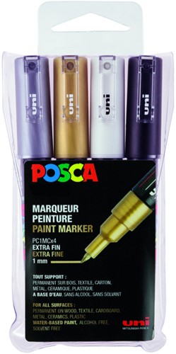 Verfstift Posca PC1MC extra fijn assorti set à 4 stuks