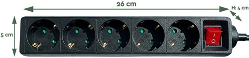 Stekkerdoos BRASQ  5 voudig 1.4 meter zwart-2