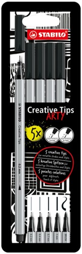 Creative Tips STABILO Arty assorti tips zwart blister à 5 stuks